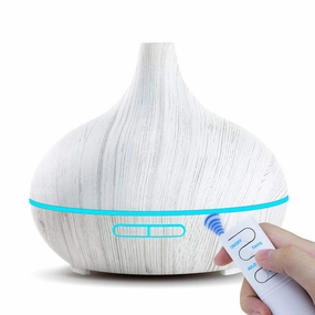550Ml Ultrasonic Electric Air Humidifier Aroma Oil Diffuser White Wood Grain Remote Control 7 Colors Led Lights For Home Mega Discount Event Dont Miss Hot Deals
