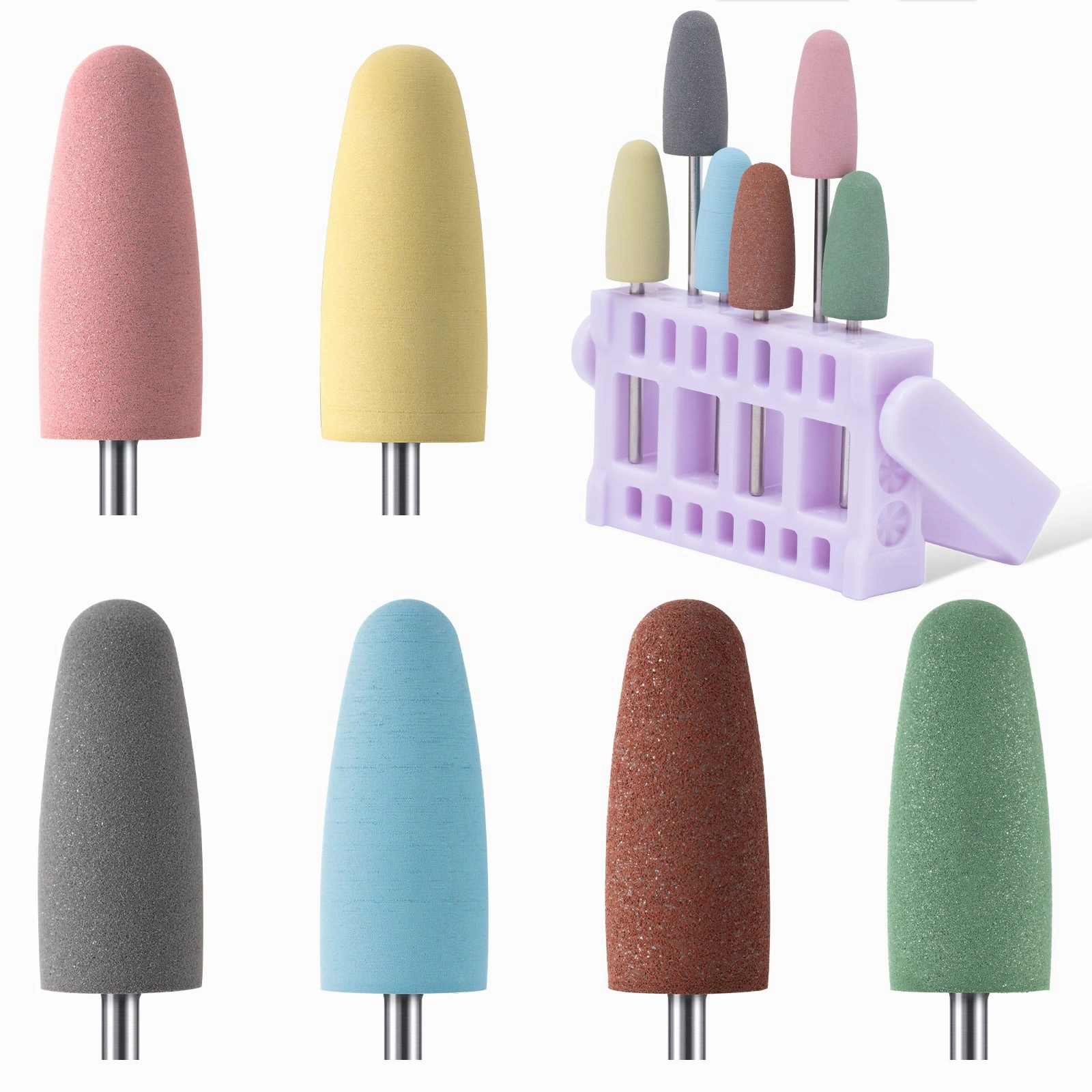 New Arrival Discount Price Drop Alert 6Pcs Polish Pedicure Nail Drill Bits With 16 Holes Bits Holder Set