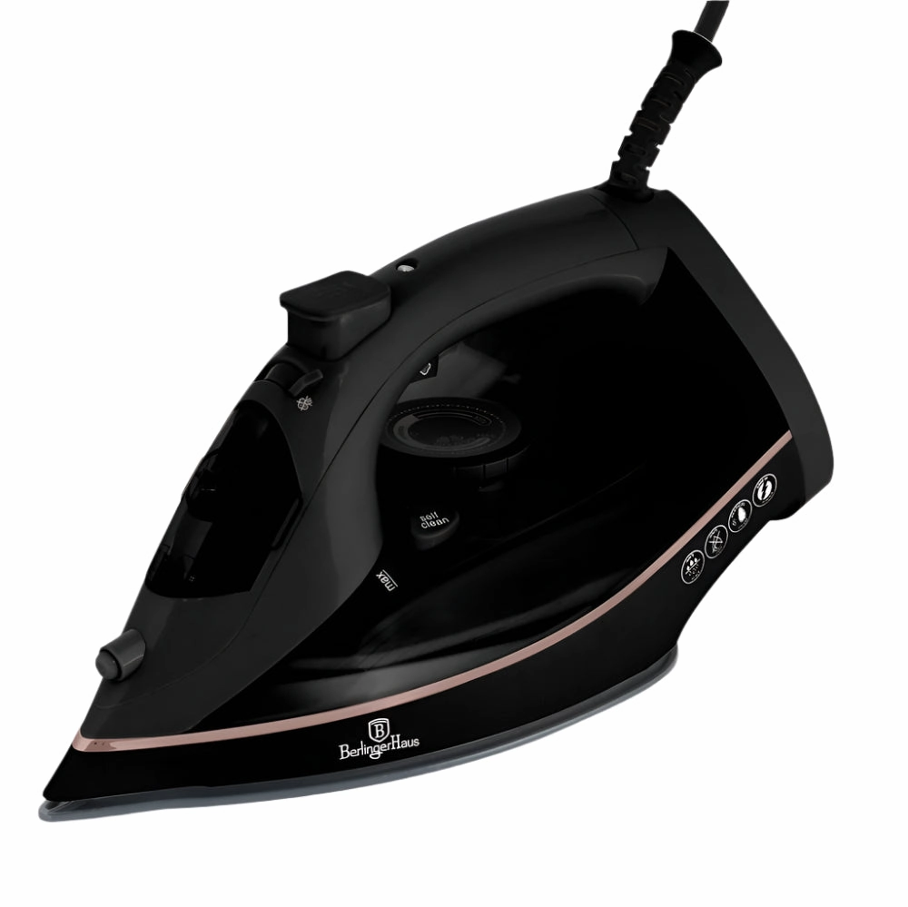 Berlinger Haus Steam Iron Ceramic Soleplate, 0.3Lit, 2200Watts, Black Clearance Sale Trending Savings Now