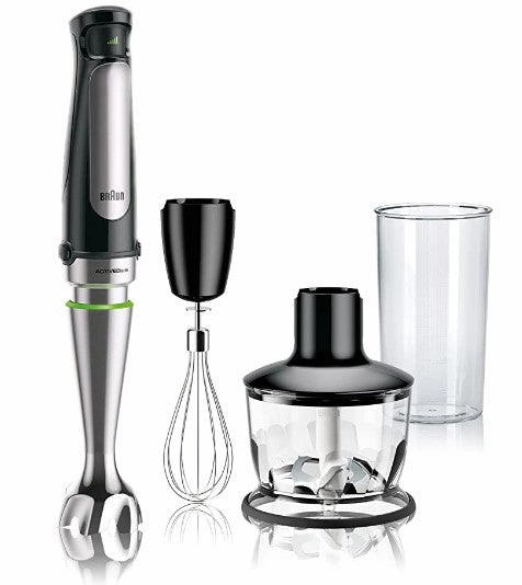 Braun Mq7035X 3-In-1 Immersion Hand, Powerful 500W Stainless Steel Stick Blender Variable Speed   2-Cup Food Processor, Whisk, Beaker, Faster, Finer Blending, Multiquick 220V Mega Savings Now