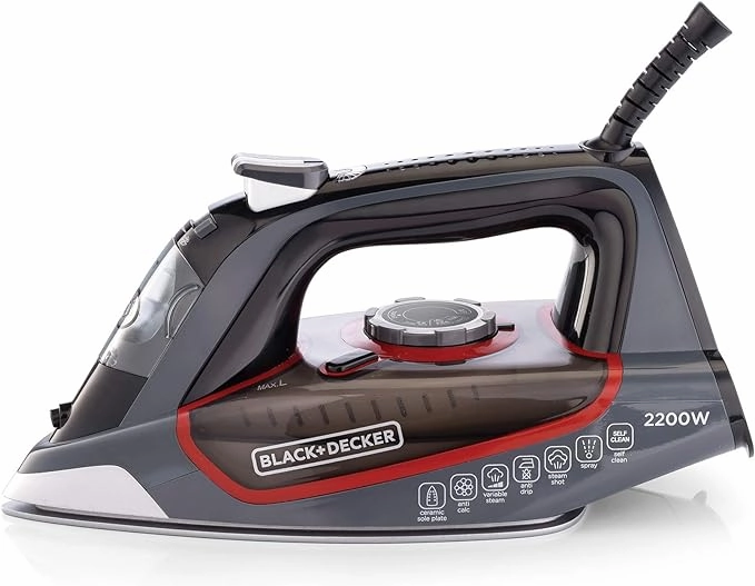 Special Online Offer Black & Decker Steam Iron, Ceramic Soleplate, 2200Watts, Grey