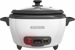 Black And Decker 6-Cup Rice Cooker Rc506 3-Cup Uncooked Rice, Steaming Basket, Removable Non-Stick Bowl, One Touch Limited Time Sale