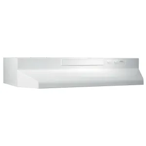 Broan F402411 Broan? 24-Inch Convertible Under-Cabinet Range Hood, 230 Max Blower Cfm, White-On-White