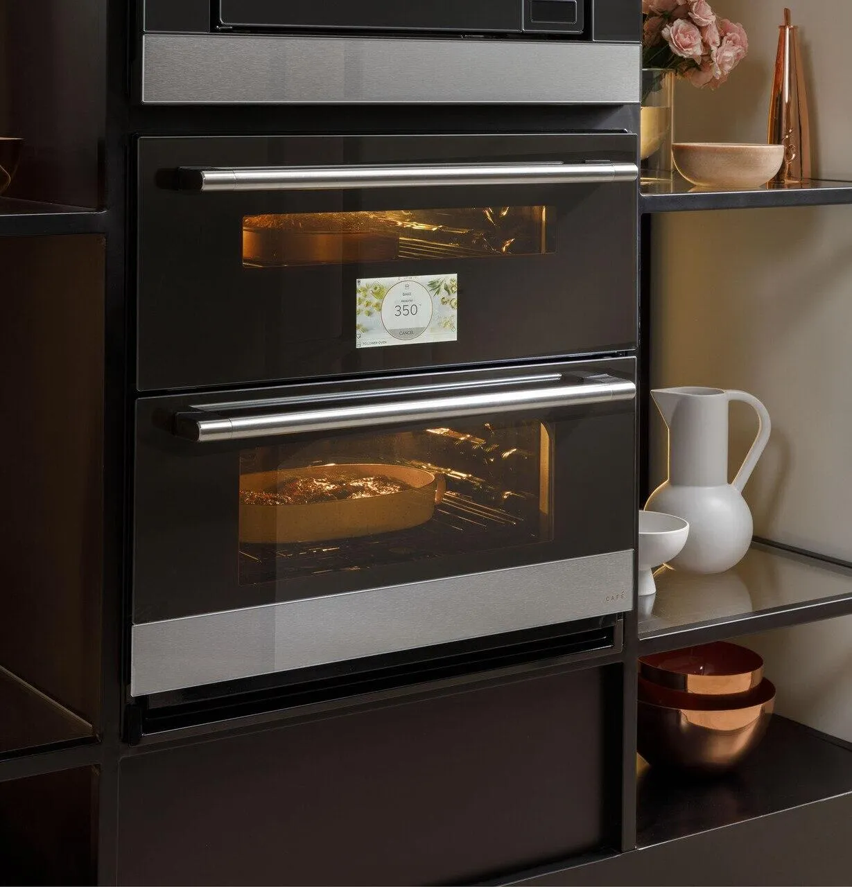 Cafe CTS92DM2NS5 Caf&#8482; 30" Smart Built-In Twin Flex Single Wall Oven In Platinum Glass