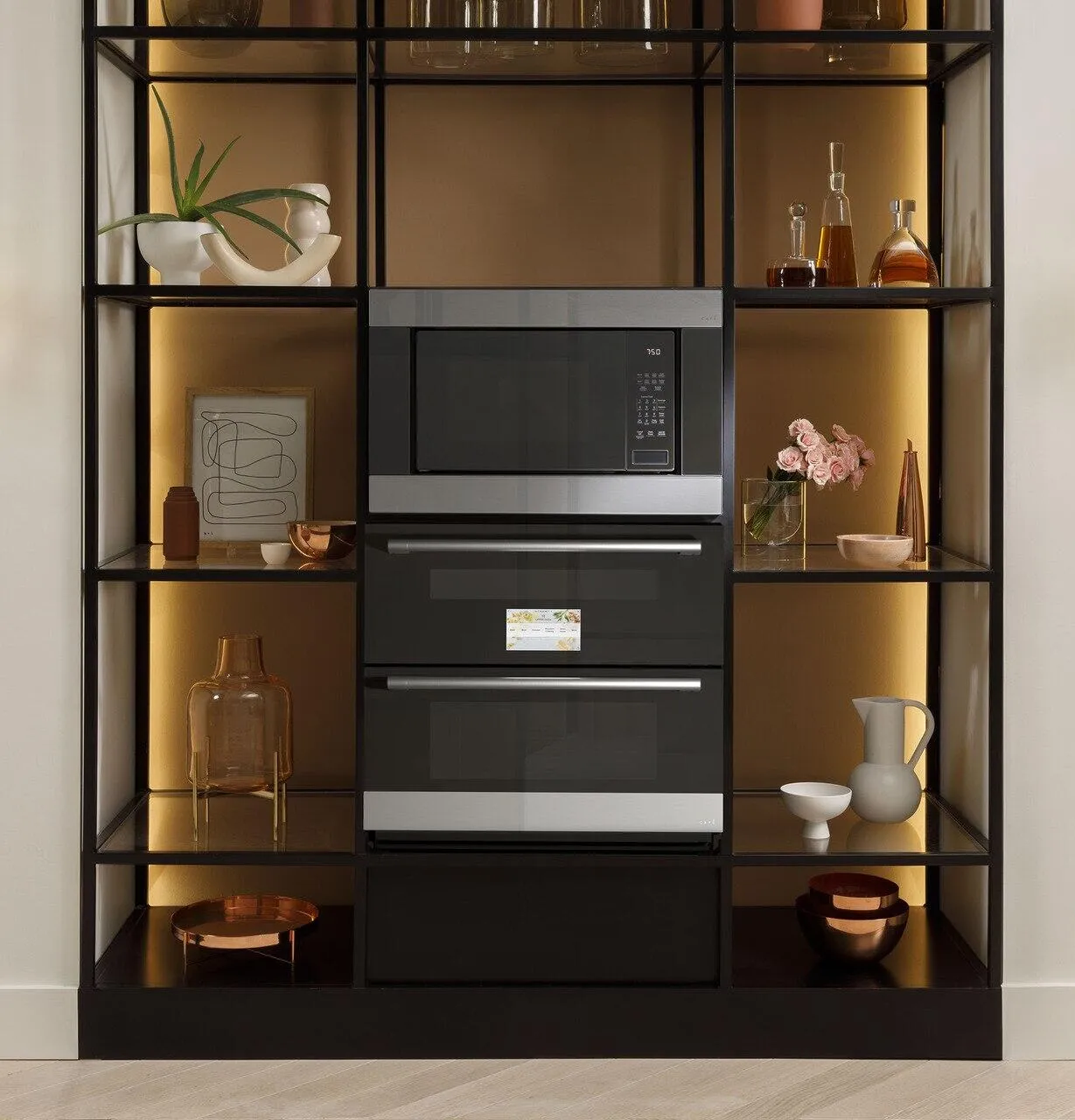 Cafe CTS92DM2NS5 Caf&#8482; 30" Smart Built-In Twin Flex Single Wall Oven In Platinum Glass