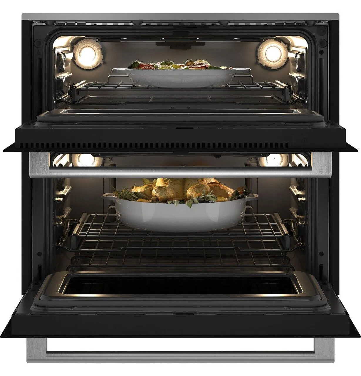 Cafe CTS92DM2NS5 Caf&#8482; 30" Smart Built-In Twin Flex Single Wall Oven In Platinum Glass