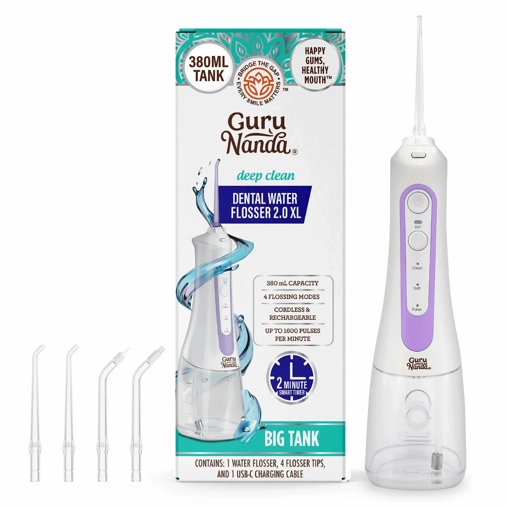 Trendy Picks Today Deep Clean Dental Water Flosser 2.0 Xl (380Ml) - Lavender