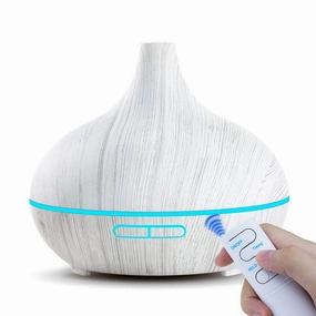 550Ml Ultrasonic Electric Air Humidifier Aroma Oil Diffuser White Wood Grain Remote Control 7 Colors Led Lights For Home Todays Hot Pick