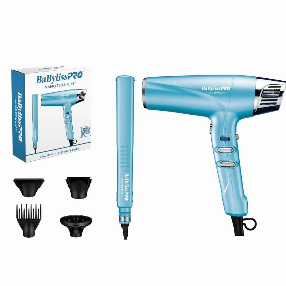 Clearance Event Alert Dont Wait Save Today Babylisspro Nano Titanium Dual Iconic 1 1/4" Flat Iron & Hair Dryer Gift Set