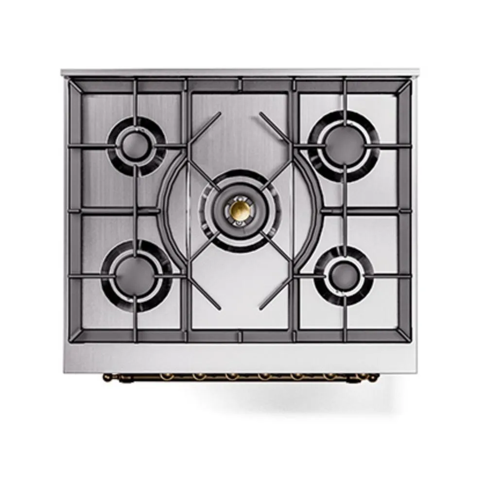 Ilve UN30NMPAWBLP Ilve Un30Nmpawblp Nostalgie Ii Noblesse 30" Dual Fuel Range (Liquid Propane, Triple Glass Door, Antique White, Burnished)