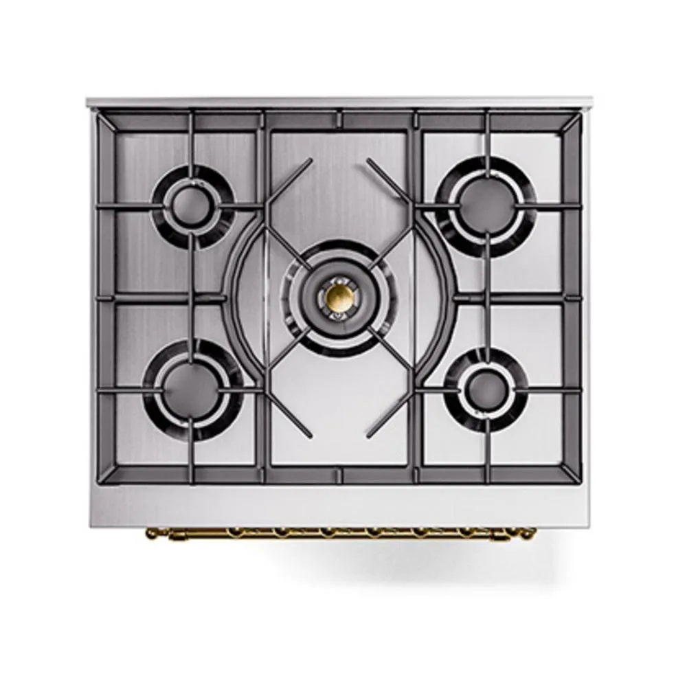 Ilve UN30NMPAWGLP Ilve Un30Nmpawglp Nostalgie Ii Noblesse 30" Dual Fuel Range (Liquid Propane, Triple Glass Door, Antique White, Brass)