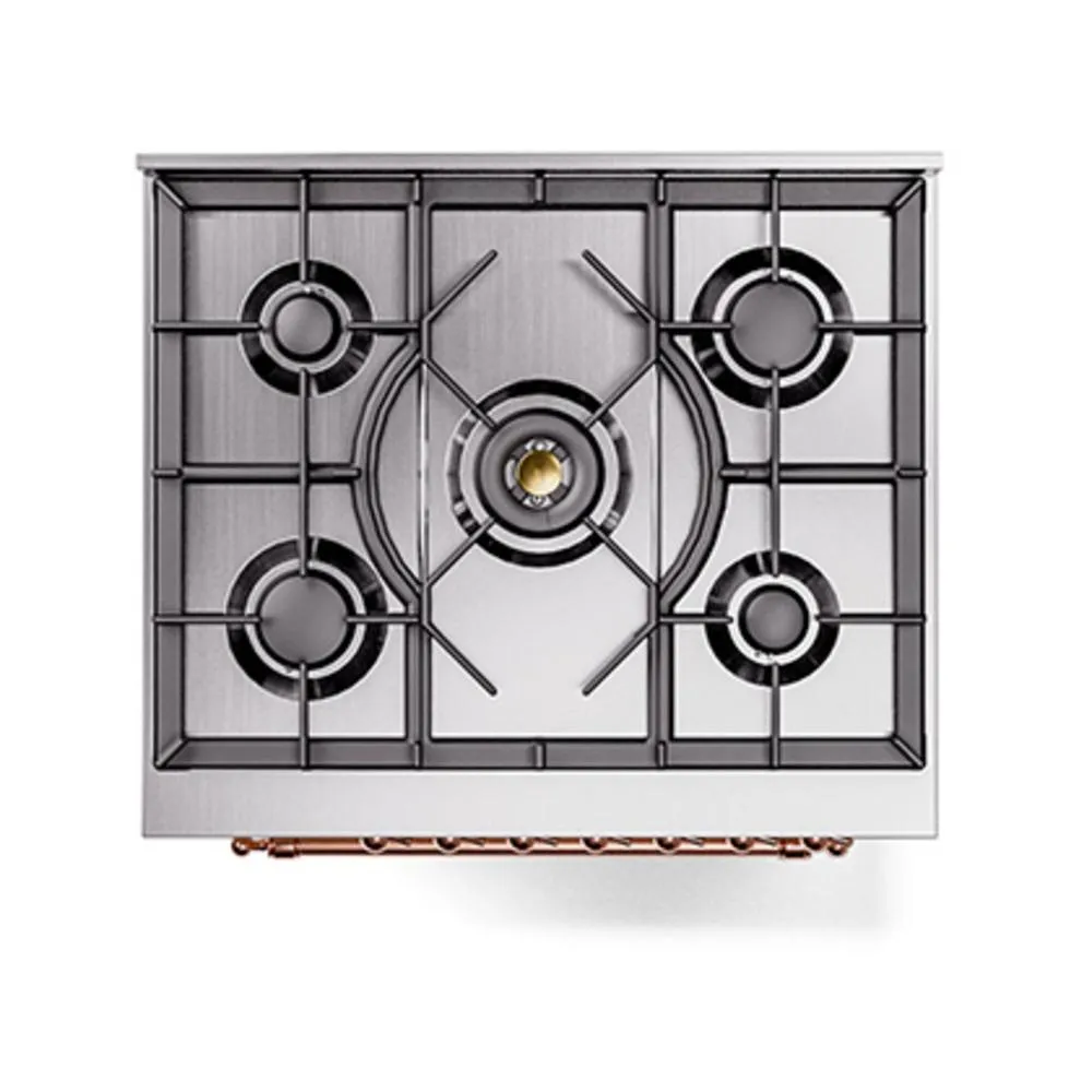 Ilve UN30NMPAWPLP Ilve Un30Nmpawplp Nostalgie Ii Noblesse 30" Dual Fuel Range (Liquid Propane, Triple Glass Door, Antique White, Copper)
