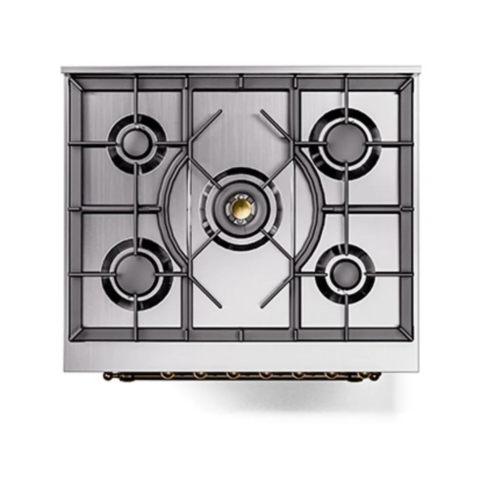 Ilve UN30NMPBKBLP Ilve Un30Nmpbkblp Nostalgie Ii Noblesse 30" Dual Fuel Range (Liquid Propane, Triple Glass Door, Glossy Black, Burnished)