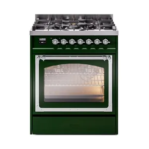 Ilve UN30NMPEGC Ilve Un30Nmpegc Nostalgie Ii Noblesse 30" Dual Fuel Range (Natural Gas, Triple Glass Door, Emerald Green, Chrome)