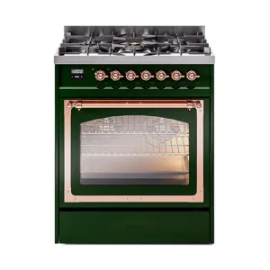 Ilve UN30NMPEGP Ilve Un30Nmpegp Nostalgie Ii Noblesse 30" Dual Fuel Range (Natural Gas, Triple Glass Door, Emerald Green, Copper)