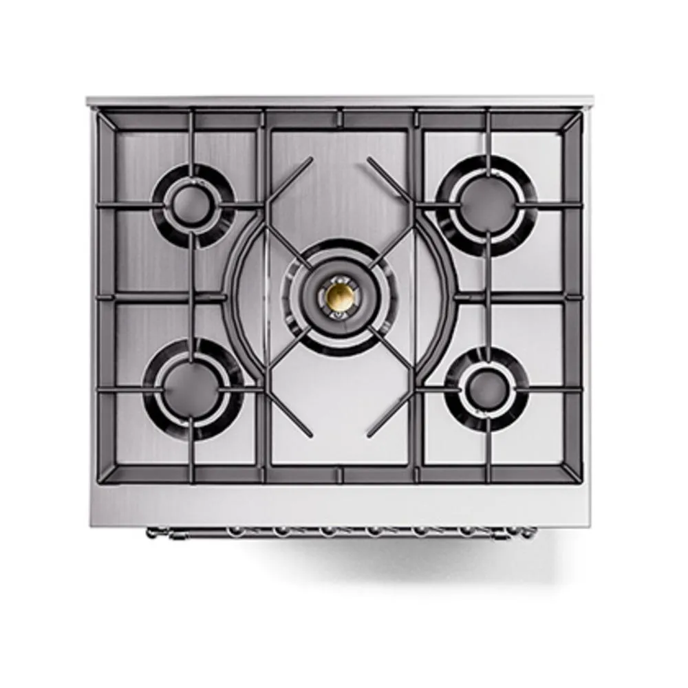 Ilve UN30NMPMBC Ilve Un30Nmpmbc Nostalgie Ii Noblesse 30" Dual Fuel Range (Natural Gas, Triple Glass Door, Midnight Blue, Chrome)