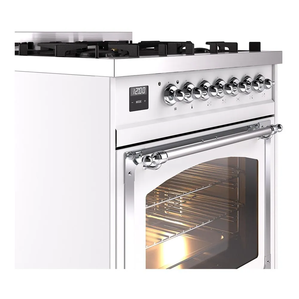 Ilve UN30NMPRACLP Ilve Un30Nmpraclp Nostalgie Ii Noblesse 30" Dual Fuel Range (Liquid Propane, Triple Glass Door, Ral, Chrome)