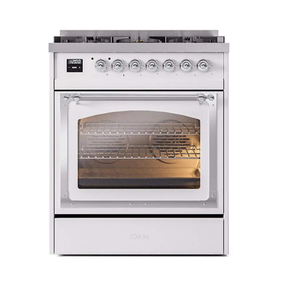 Ilve UN30NMPRACLP Ilve Un30Nmpraclp Nostalgie Ii Noblesse 30" Dual Fuel Range (Liquid Propane, Triple Glass Door, Ral, Chrome)