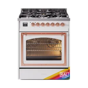 Ilve UN30NMPRAPLP Ilve Un30Nmpraplp Nostalgie Ii Noblesse 30" Dual Fuel Range (Liquid Propane, Triple Glass Door, Ral, Copper)