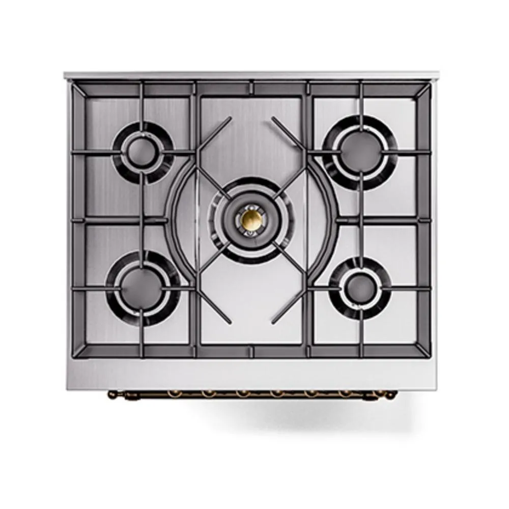 Ilve UN30NMPSSB Ilve Un30Nmpssb Nostalgie Ii Noblesse 30" Dual Fuel Range (Natural Gas, Triple Glass Door, Stainless Steel, Burnished)