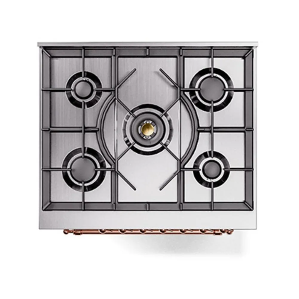 Ilve UN30NMPWHPLP Ilve Un30Nmpwhplp Nostalgie Ii Noblesse 30" Dual Fuel Range (Liquid Propane, Triple Glass Door, White, Copper)