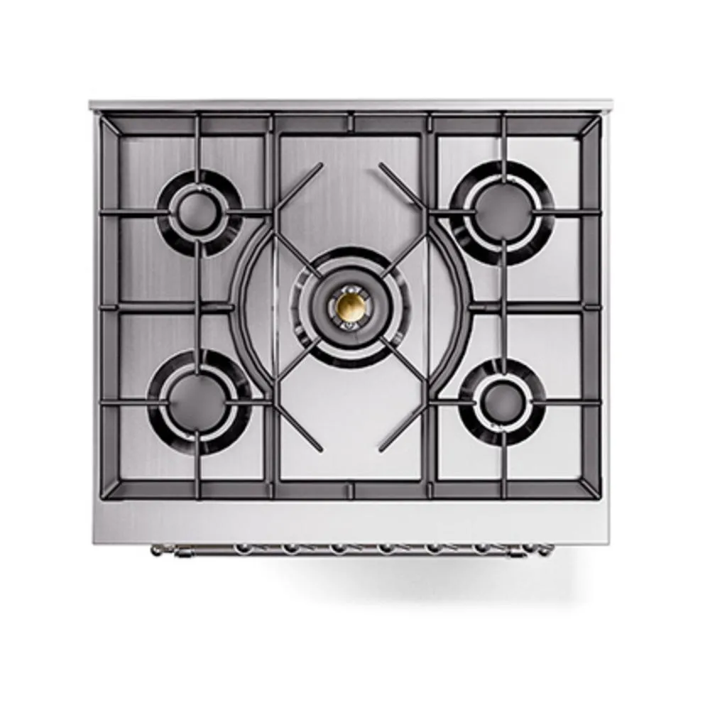 Ilve UN30QNMPAWC Ilve Un30Qnmpawc Nostalgie Ii Noblesse 30" Dual Fuel Range (Natural Gas, Solid Door, Antique White, Chrome)