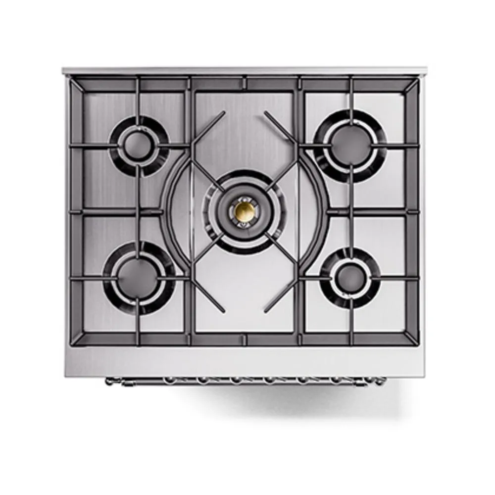 Ilve UN30QNMPBKCLP Ilve Un30Qnmpbkclp Nostalgie Ii Noblesse 30" Dual Fuel Range (Liquid Propane, Solid Door, Glossy Black, Chrome)