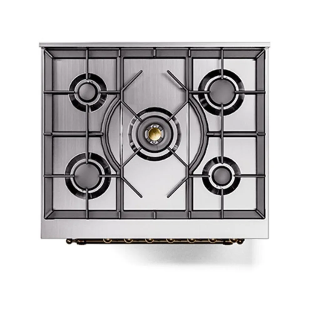 Ilve UN30QNMPBUBLP Ilve Un30Qnmpbublp Nostalgie Ii Noblesse 30" Dual Fuel Range (Liquid Propane, Solid Door, Burgundy, Burnished)