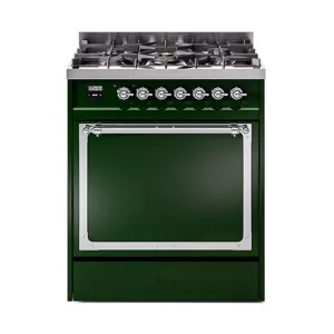 Ilve UN30QNMPEGC Ilve Un30Qnmpegc Nostalgie Ii Noblesse 30" Dual Fuel Range (Natural Gas, Solid Door, Emerald Green, Chrome)