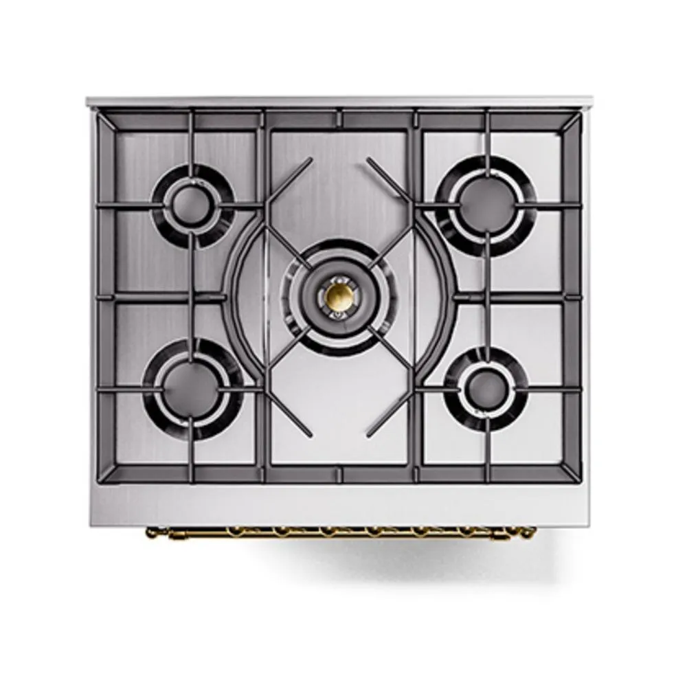 Ilve UN30QNMPEGG Ilve Un30Qnmpegg Nostalgie Ii Noblesse 30" Dual Fuel Range (Natural Gas, Solid Door, Emerald Green, Brass)