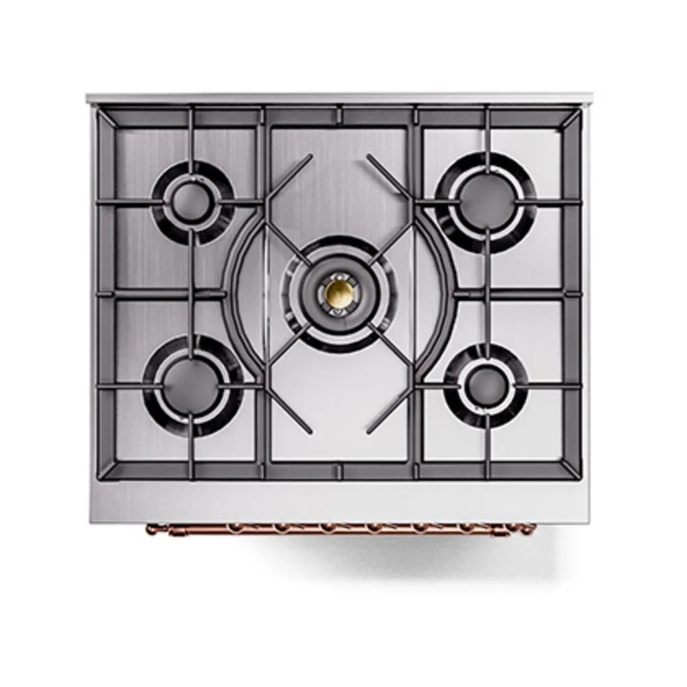 Ilve UN30QNMPMGPLP Ilve Un30Qnmpmgplp Nostalgie Ii Noblesse 30" Dual Fuel Range (Liquid Propane, Solid Door, Graphite Matte, Copper)
