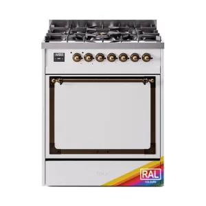 Ilve UN30QNMPRABLP Ilve Un30Qnmprablp Nostalgie Ii Noblesse 30" Dual Fuel Range (Liquid Propane, Solid Door, Ral, Burnished)