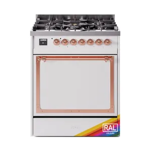 Ilve UN30QNMPRAP Ilve Un30Qnmprap Nostalgie Ii Noblesse 30" Dual Fuel Range (Natural Gas, Solid Door, Ral, Copper)
