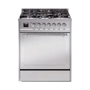 Ilve UN30QNMPSSCLP Ilve Un30Qnmpssclp Nostalgie Ii Noblesse 30" Dual Fuel Range (Liquid Propane, Solid Door, Stainless Steel, Chrome)