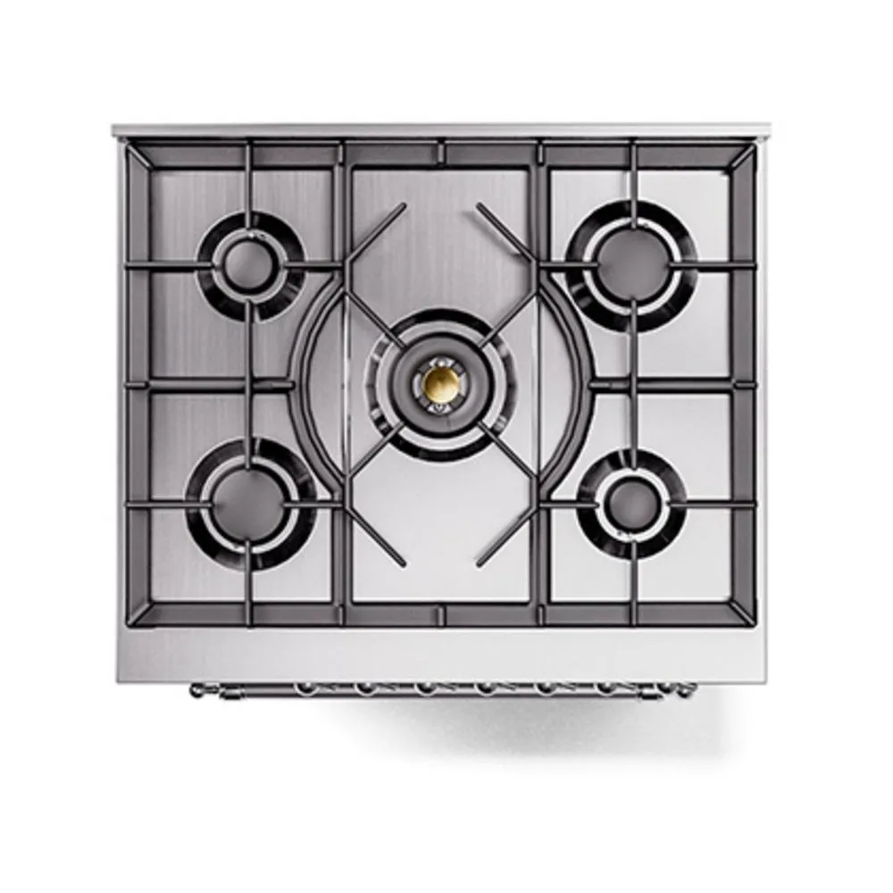 Ilve UN30QNMPSSCLP Ilve Un30Qnmpssclp Nostalgie Ii Noblesse 30" Dual Fuel Range (Liquid Propane, Solid Door, Stainless Steel, Chrome)