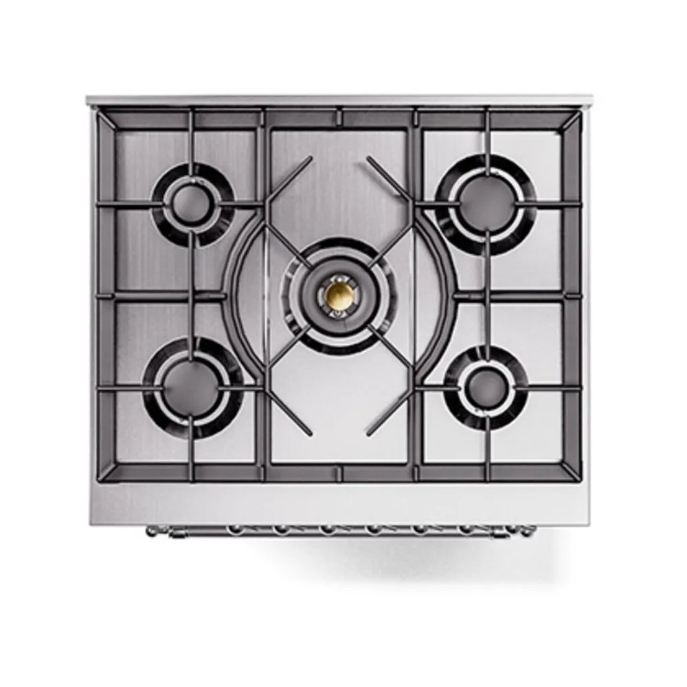 Ilve UN30QNMPWHC Ilve Un30Qnmpwhc Nostalgie Ii Noblesse 30" Dual Fuel Range (Natural Gas, Solid Door, White, Chrome)
