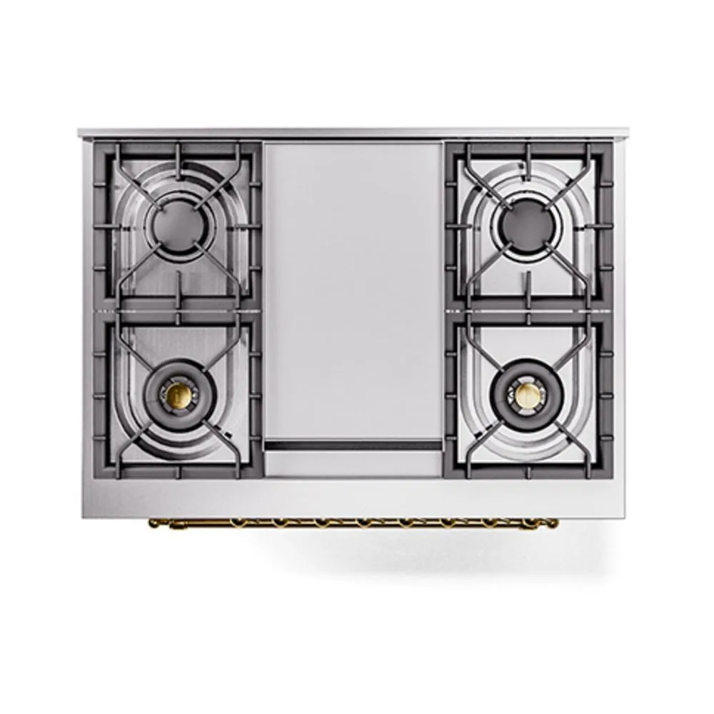 Ilve UN36FNMPAWG Ilve Un36Fnmpawg Nostalgie Ii Noblesse 36" Dual Fuel Range (Natural Gas, Triple Glass Door, Antique White, Brass)