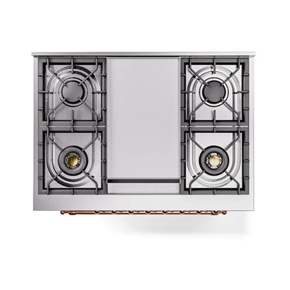 Ilve UN36FNMPAWP Ilve Un36Fnmpawp Nostalgie Ii Noblesse 36" Dual Fuel Range (Natural Gas, Triple Glass Door, Antique White, Copper)