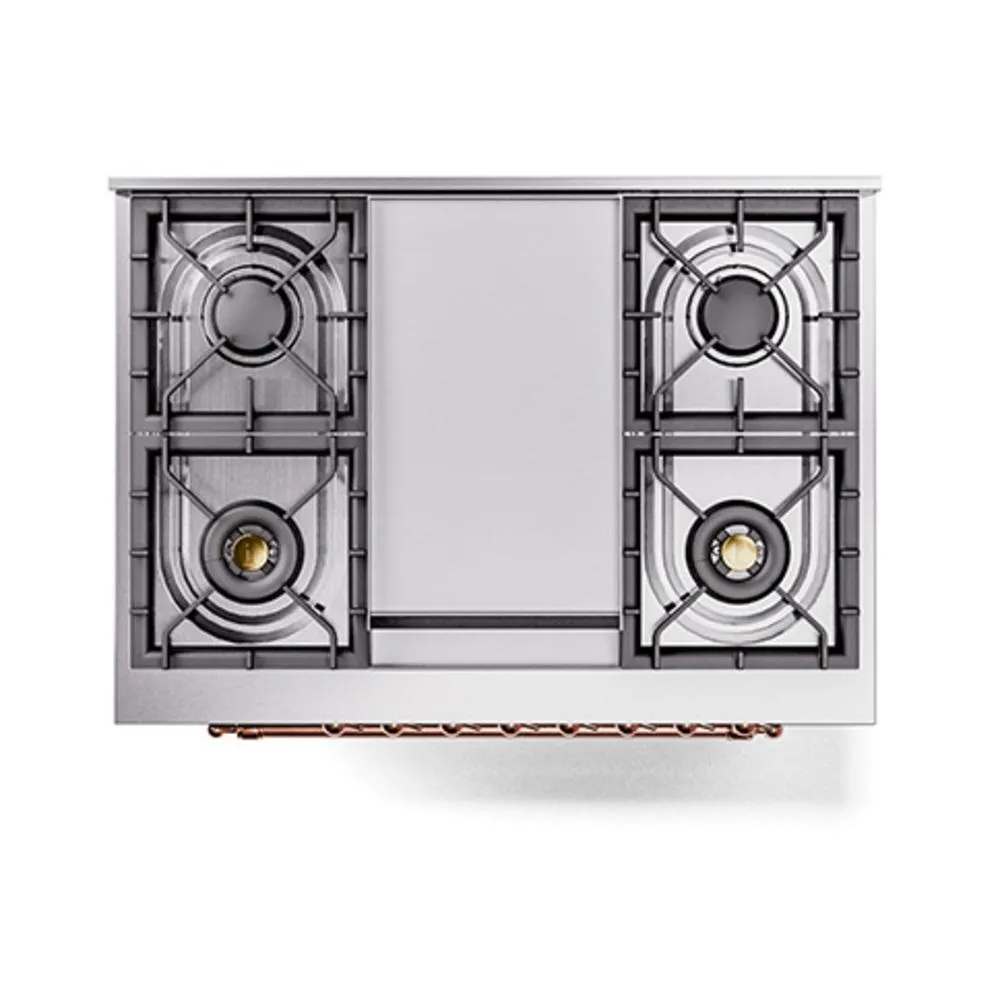 Ilve UN36FNMPBUPLP Ilve Un36Fnmpbuplp Nostalgie Ii Noblesse 36" Dual Fuel Range (Liquid Propane, Triple Glass Door, Burgundy, Copper)