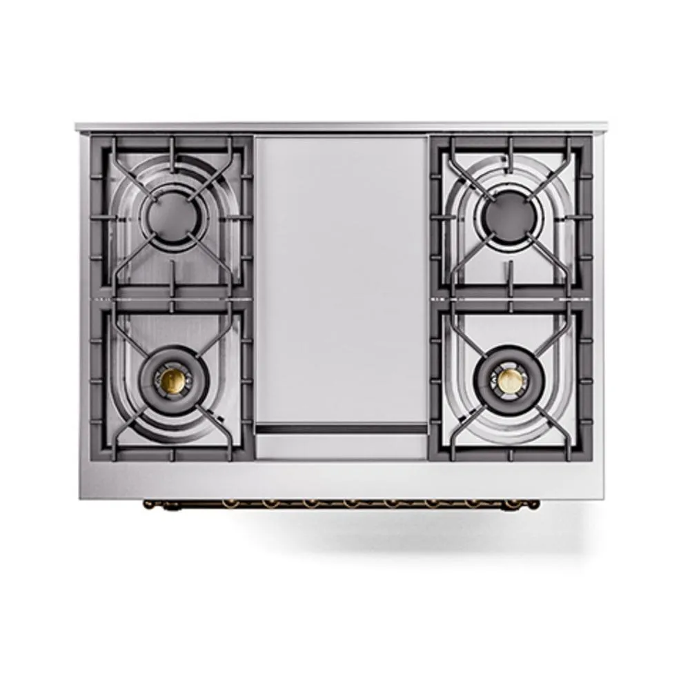 Ilve UN36FNMPEGBLP Ilve Un36Fnmpegblp Nostalgie Ii Noblesse 36" Dual Fuel Range (Liquid Propane, Triple Glass Door, Emerald Green, Burnished)