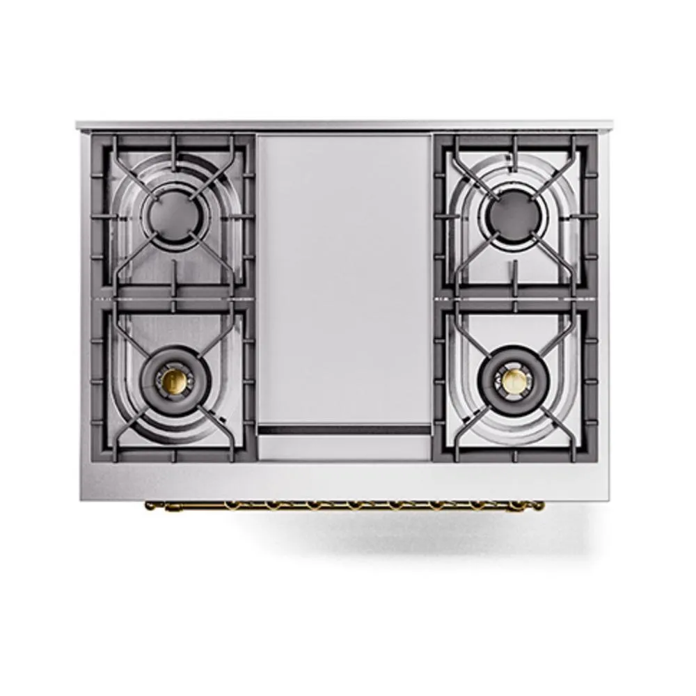 Ilve UN36FNMPEGGLP Ilve Un36Fnmpegglp Nostalgie Ii Noblesse 36" Dual Fuel Range (Liquid Propane, Triple Glass Door, Emerald Green, Brass)