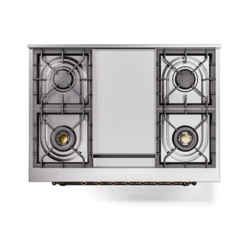 Ilve UN36FNMPMBBLP Ilve Un36Fnmpmbblp Nostalgie Ii Noblesse 36" Dual Fuel Range (Liquid Propane, Triple Glass Door, Midnight Blue, Burnished)