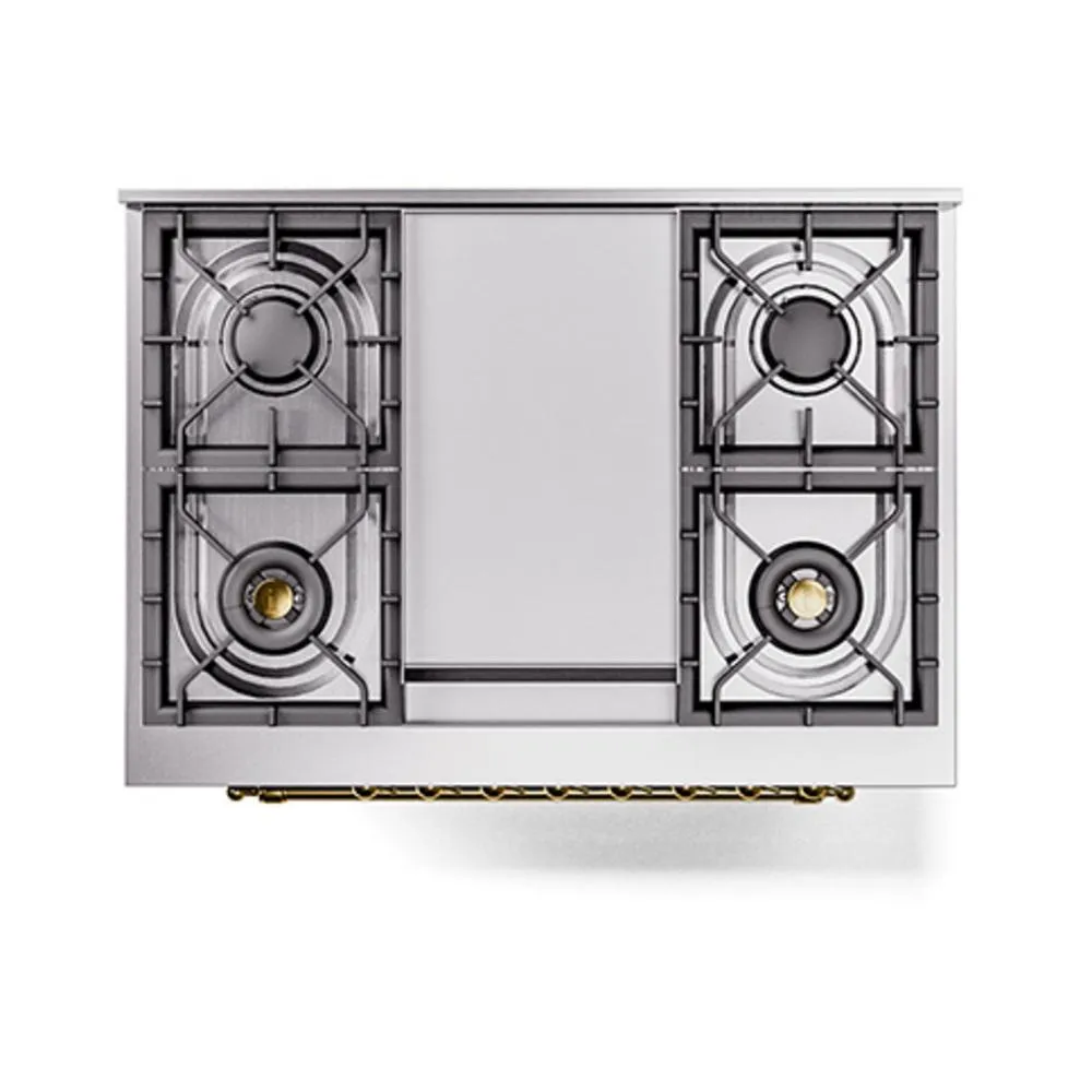 Ilve UN36FNMPMBG Ilve Un36Fnmpmbg Nostalgie Ii Noblesse 36" Dual Fuel Range (Natural Gas, Triple Glass Door, Midnight Blue, Brass)