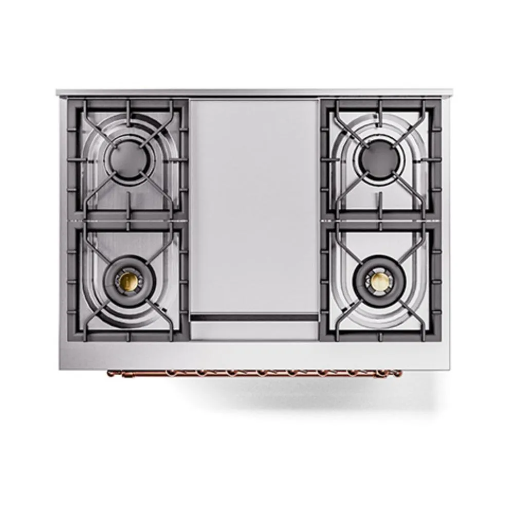 Ilve UN36FNMPMBP Ilve Un36Fnmpmbp Nostalgie Ii Noblesse 36" Dual Fuel Range (Natural Gas, Triple Glass Door, Midnight Blue, Copper)