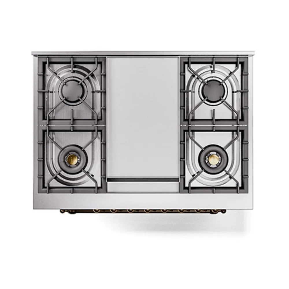 Ilve UN36FNMPMGBLP Ilve Un36Fnmpmgblp Nostalgie Ii Noblesse 36" Dual Fuel Range (Liquid Propane, Triple Glass Door, Graphite Matte, Burnished)