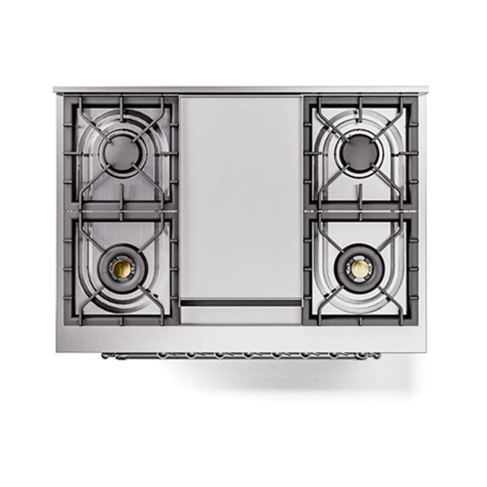Ilve UN36FNMPMGC Ilve Un36Fnmpmgc Nostalgie Ii Noblesse 36" Dual Fuel Range (Natural Gas, Triple Glass Door, Graphite Matte, Chrome)
