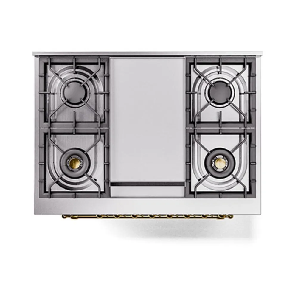 Ilve UN36FNMPMGGLP Ilve Un36Fnmpmgglp Nostalgie Ii Noblesse 36" Dual Fuel Range (Liquid Propane, Triple Glass Door, Graphite Matte, Brass)