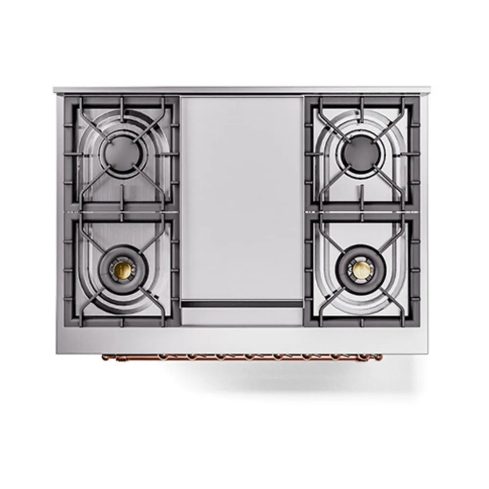 Ilve UN36FNMPMGP Ilve Un36Fnmpmgp Nostalgie Ii Noblesse 36" Dual Fuel Range (Natural Gas, Triple Glass Door, Graphite Matte, Copper)