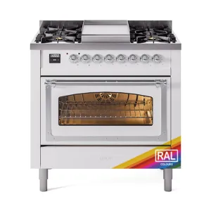 Ilve UN36FNMPRACLP Ilve Un36Fnmpraclp Nostalgie Ii Noblesse 36" Dual Fuel Range (Liquid Propane, Triple Glass Door, Ral, Chrome)