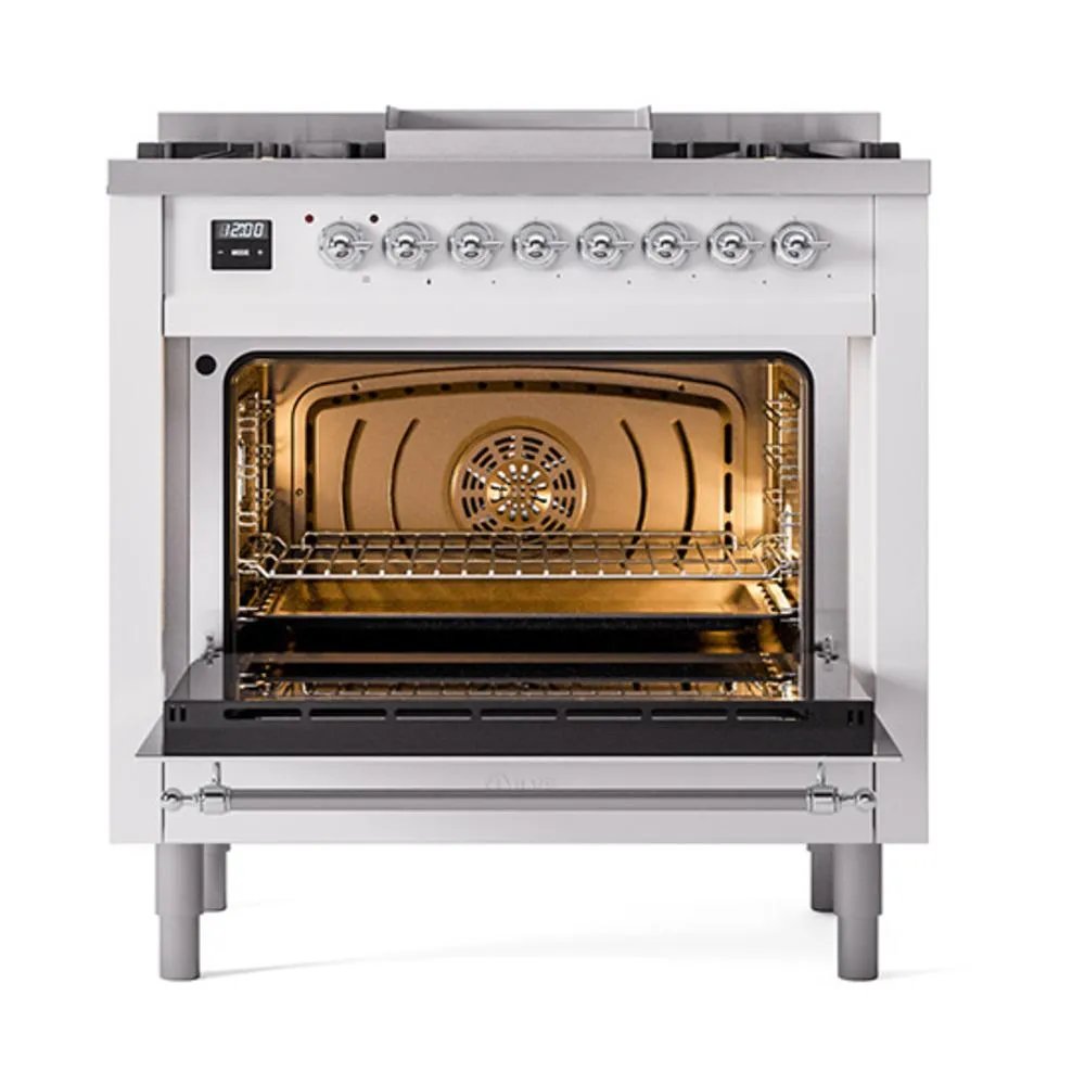 Ilve UN36FNMPRACLP Ilve Un36Fnmpraclp Nostalgie Ii Noblesse 36" Dual Fuel Range (Liquid Propane, Triple Glass Door, Ral, Chrome)